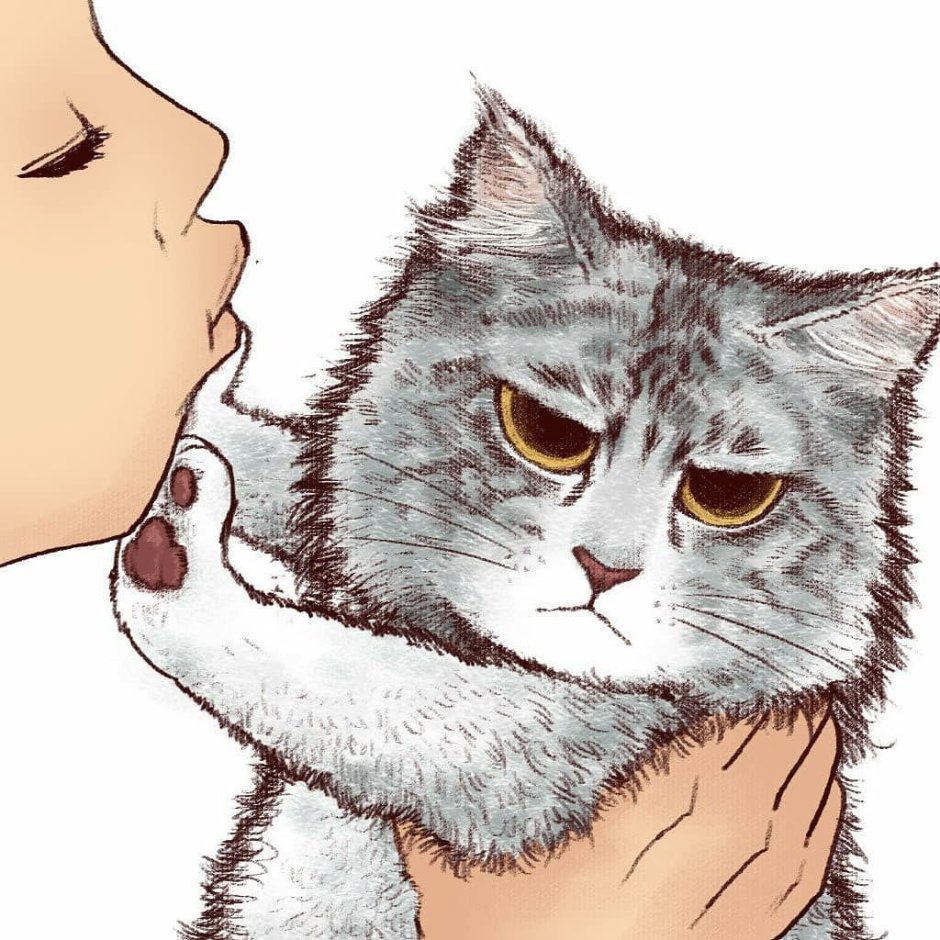 Котик с кружкой кофе