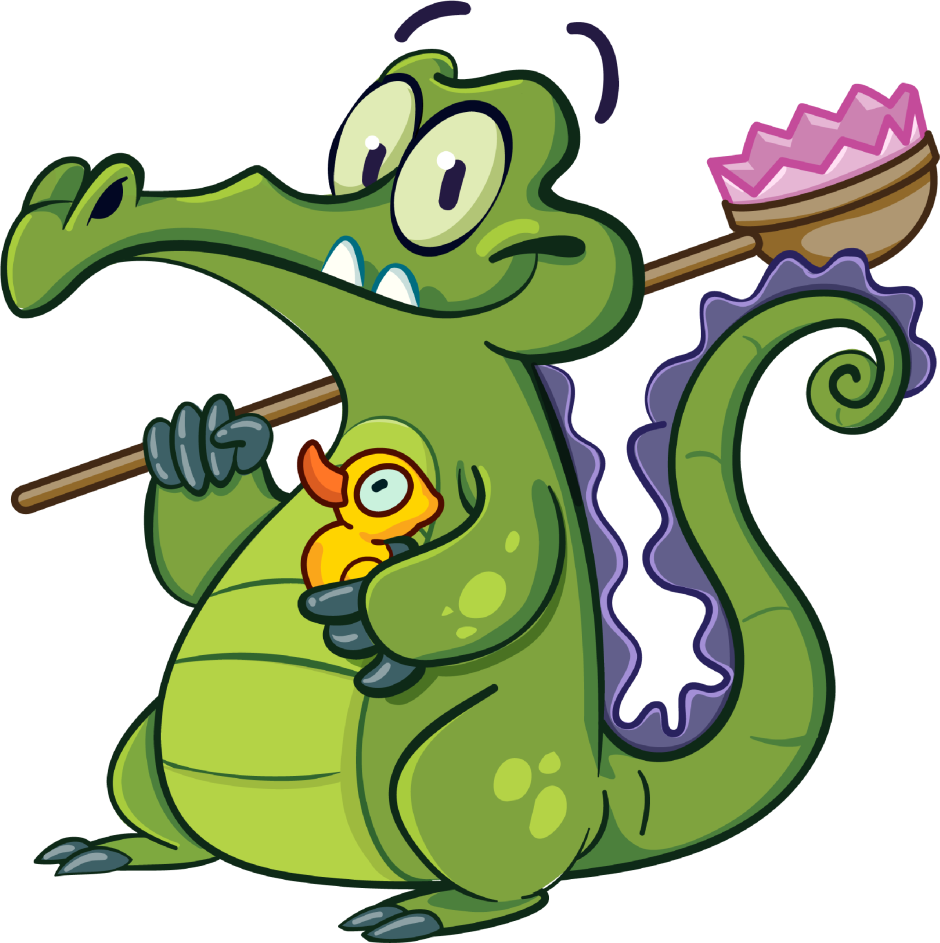 Крокодил с ножом и вилкой