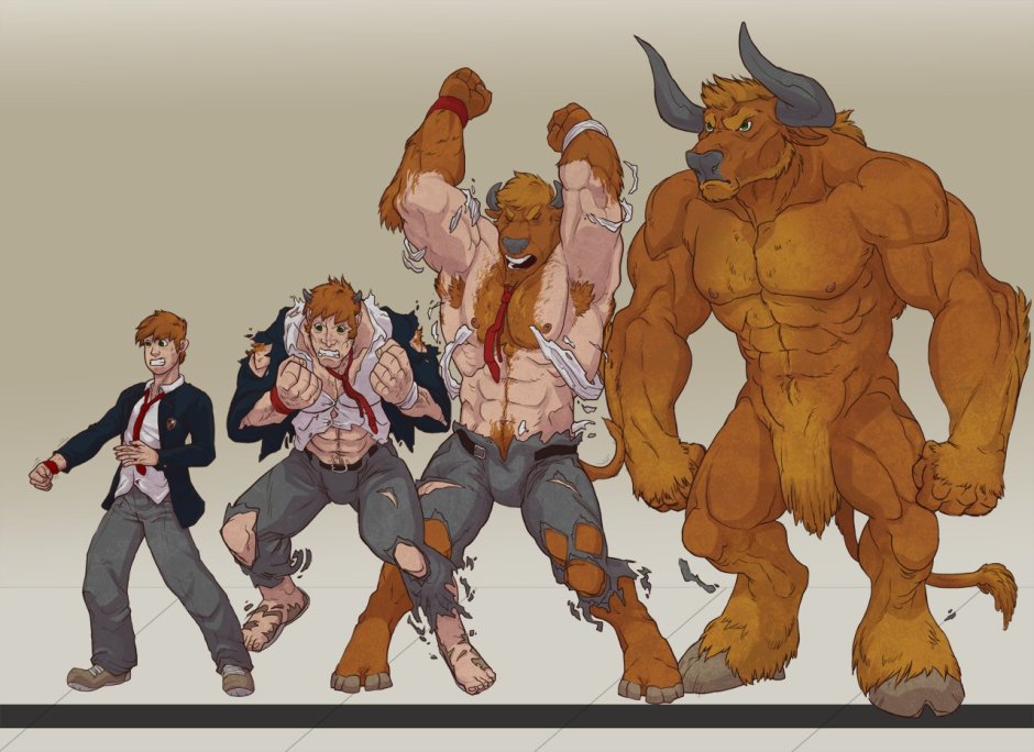 Muscle growth furry Минотавр