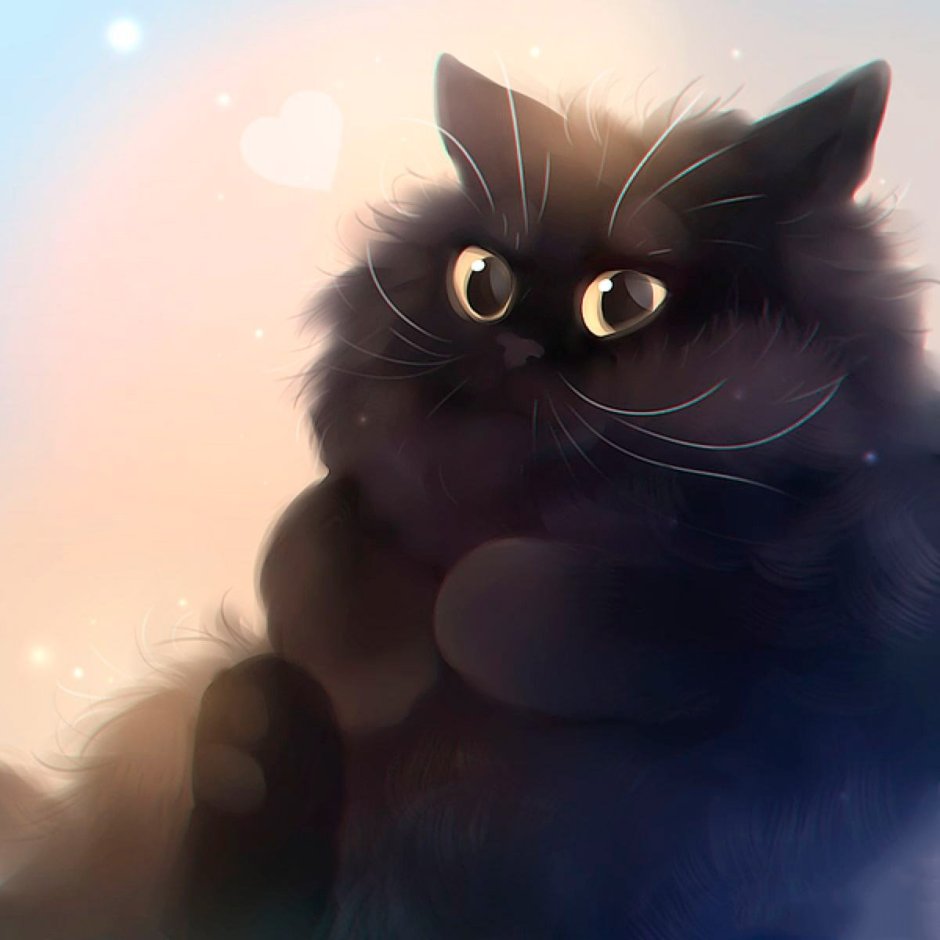 Чёрный кот с зелёными глазами