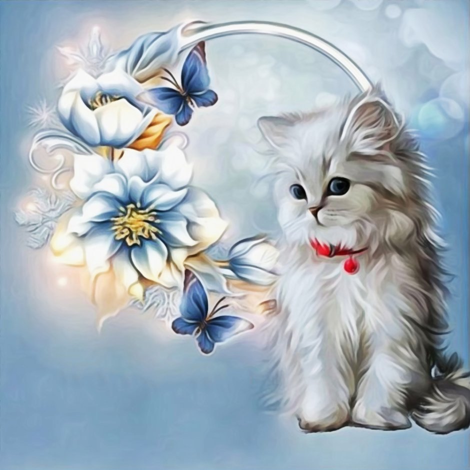 Котенок с бабочкой