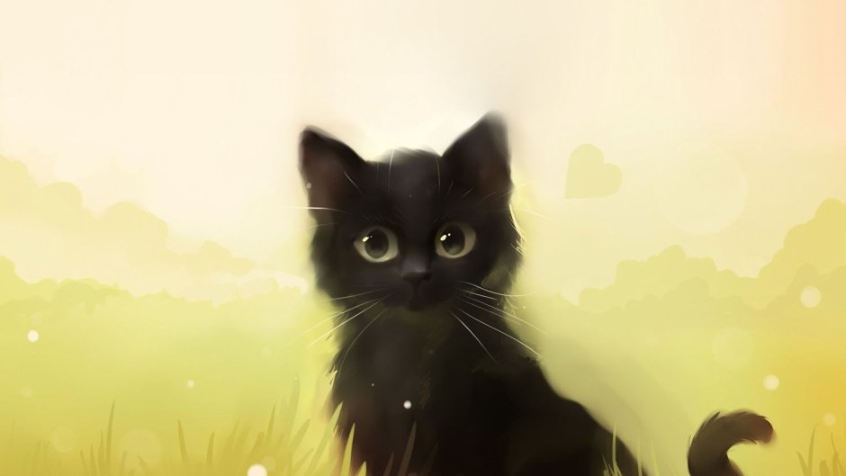 Чёрный кот арт