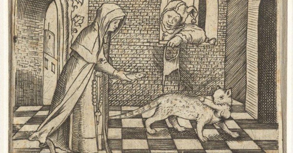 Средневековая гравюра кот