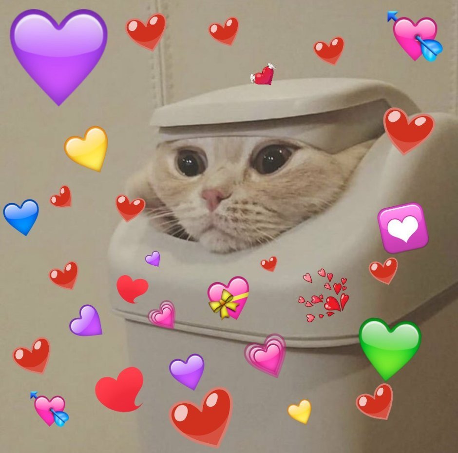 Милый котик с сердечками