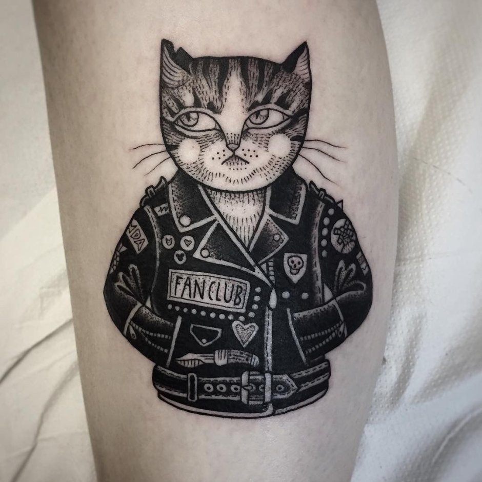 Кот в цилиндре тату