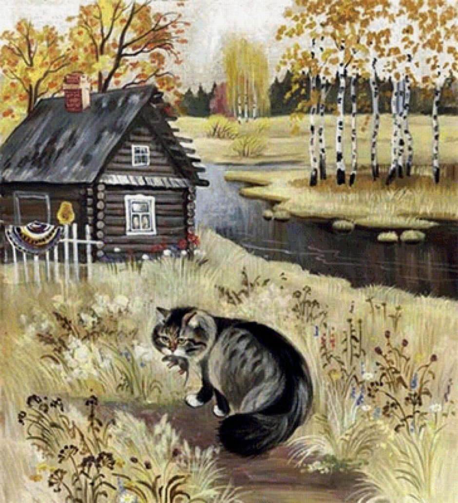 Кот в деревенском окне