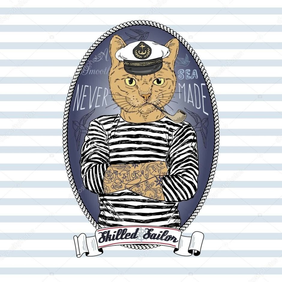 Кот в тельняшке ВМФ