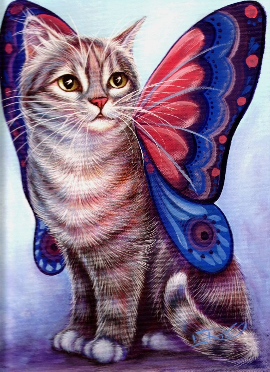 Черный котенок с цветочком