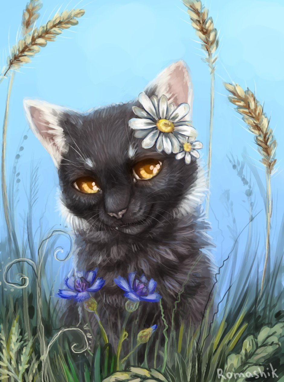 Кошка с бабочками