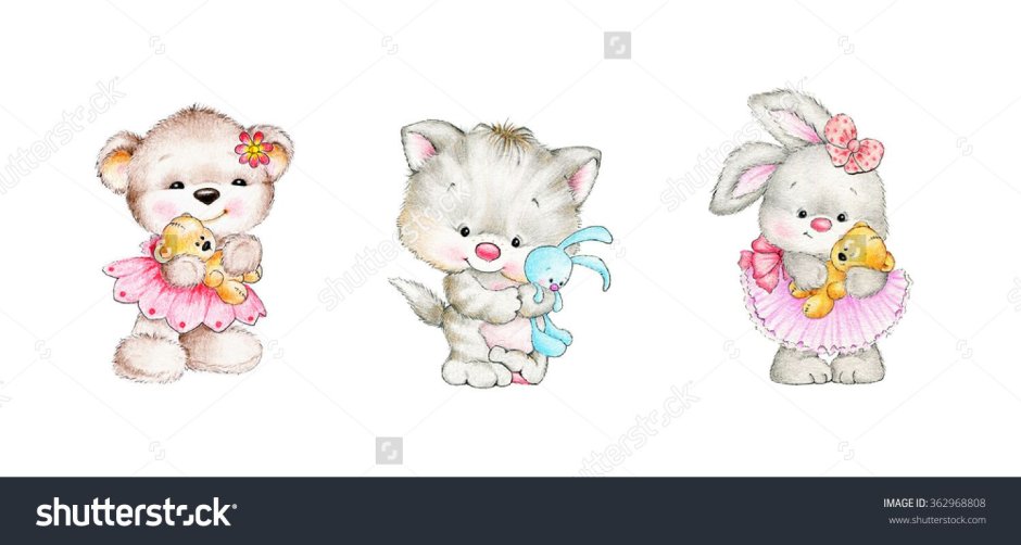 Милый мишка с зайкой