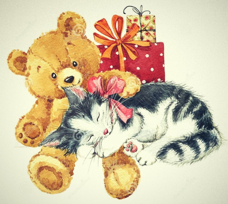 Открытки с мишками и котиками