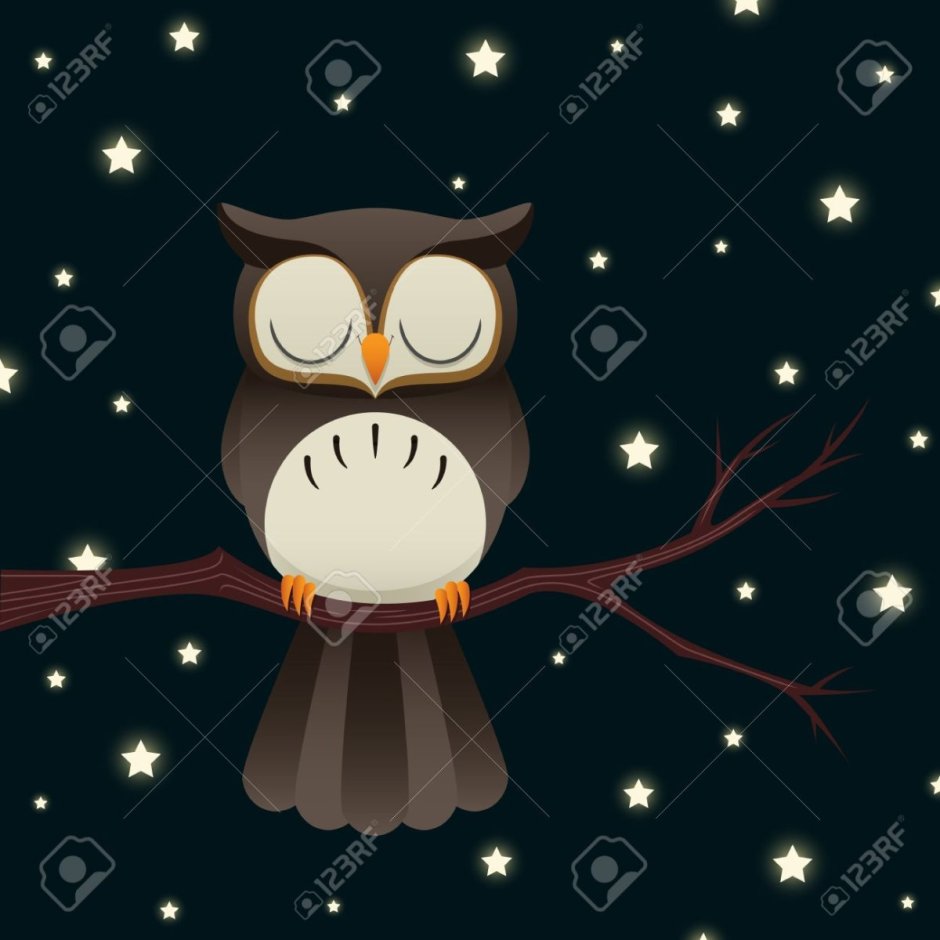 Сонная мультяшная Сова