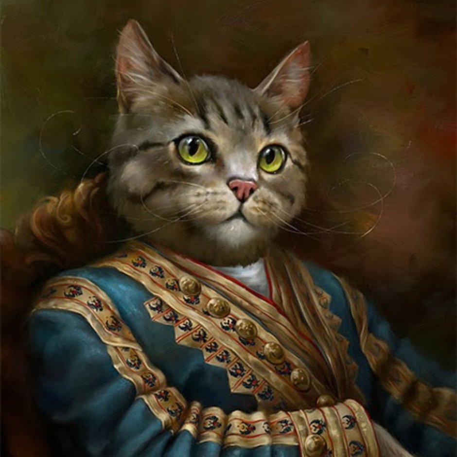 Коты в одежде нарисованные