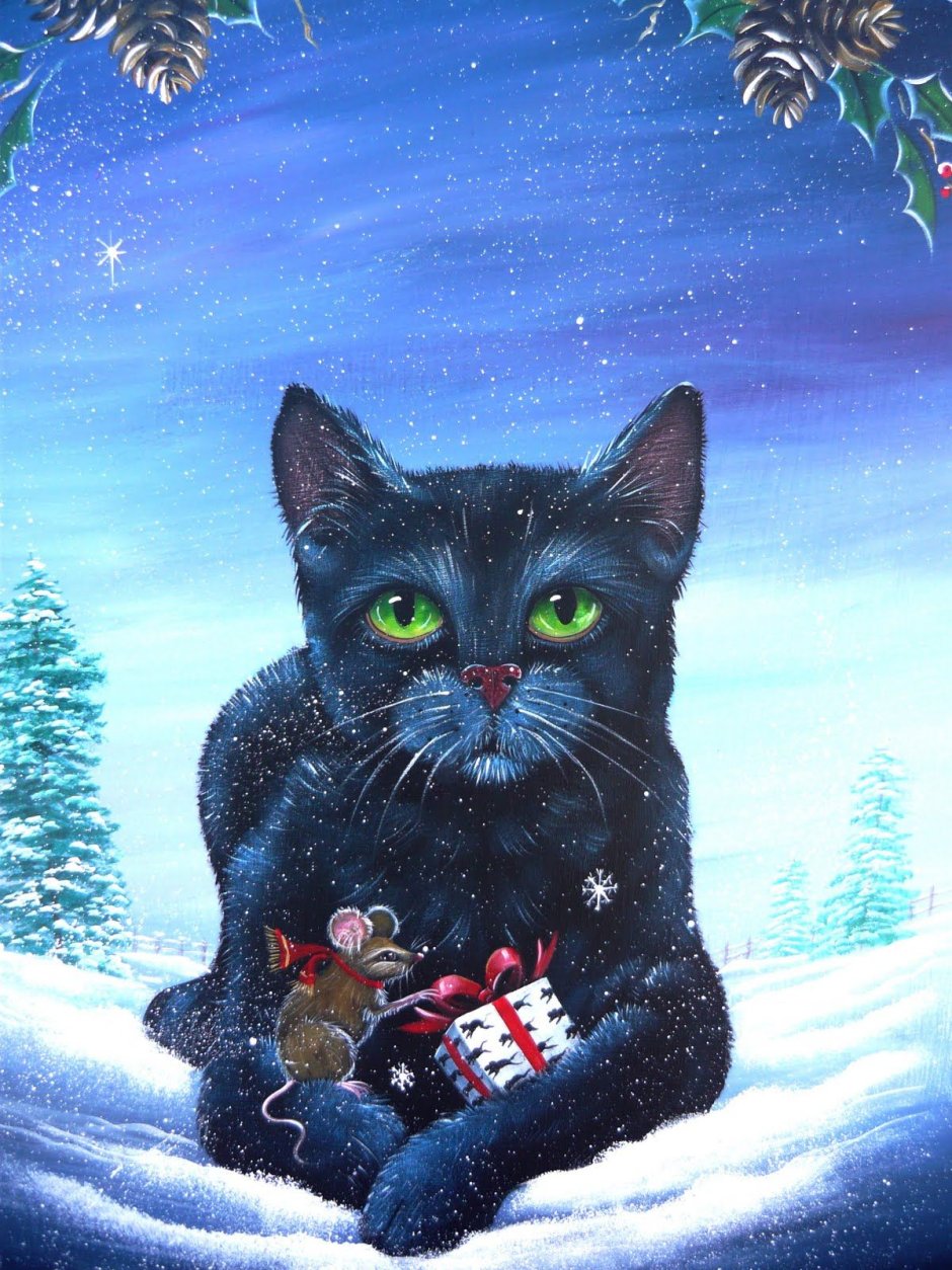 Новогодний кот арт