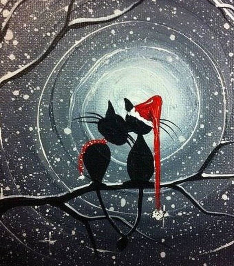 Влюбленные котики зимой