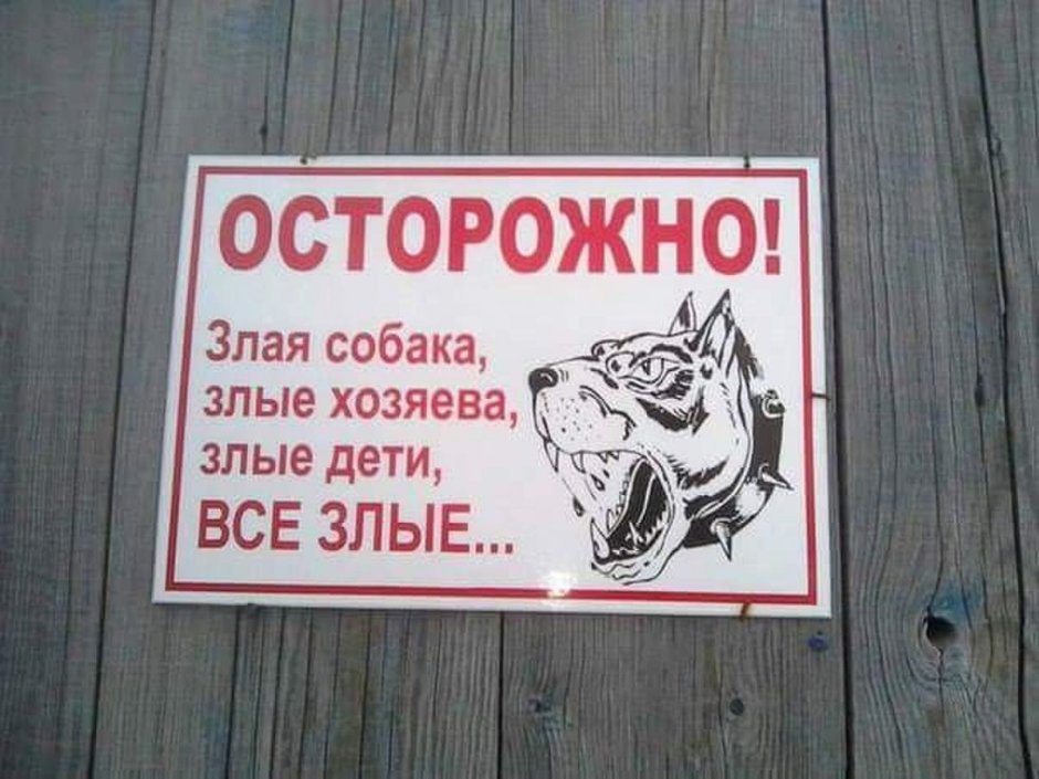 Во дворе злая собака табличка