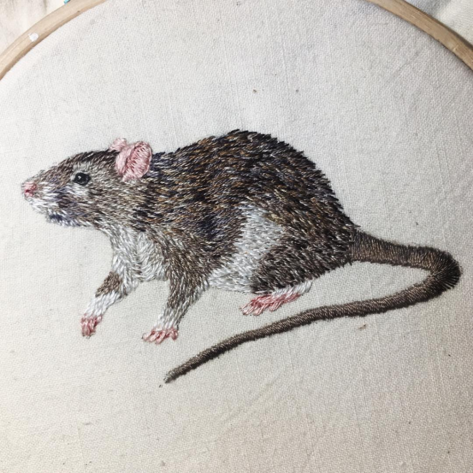 Крыса вышивка