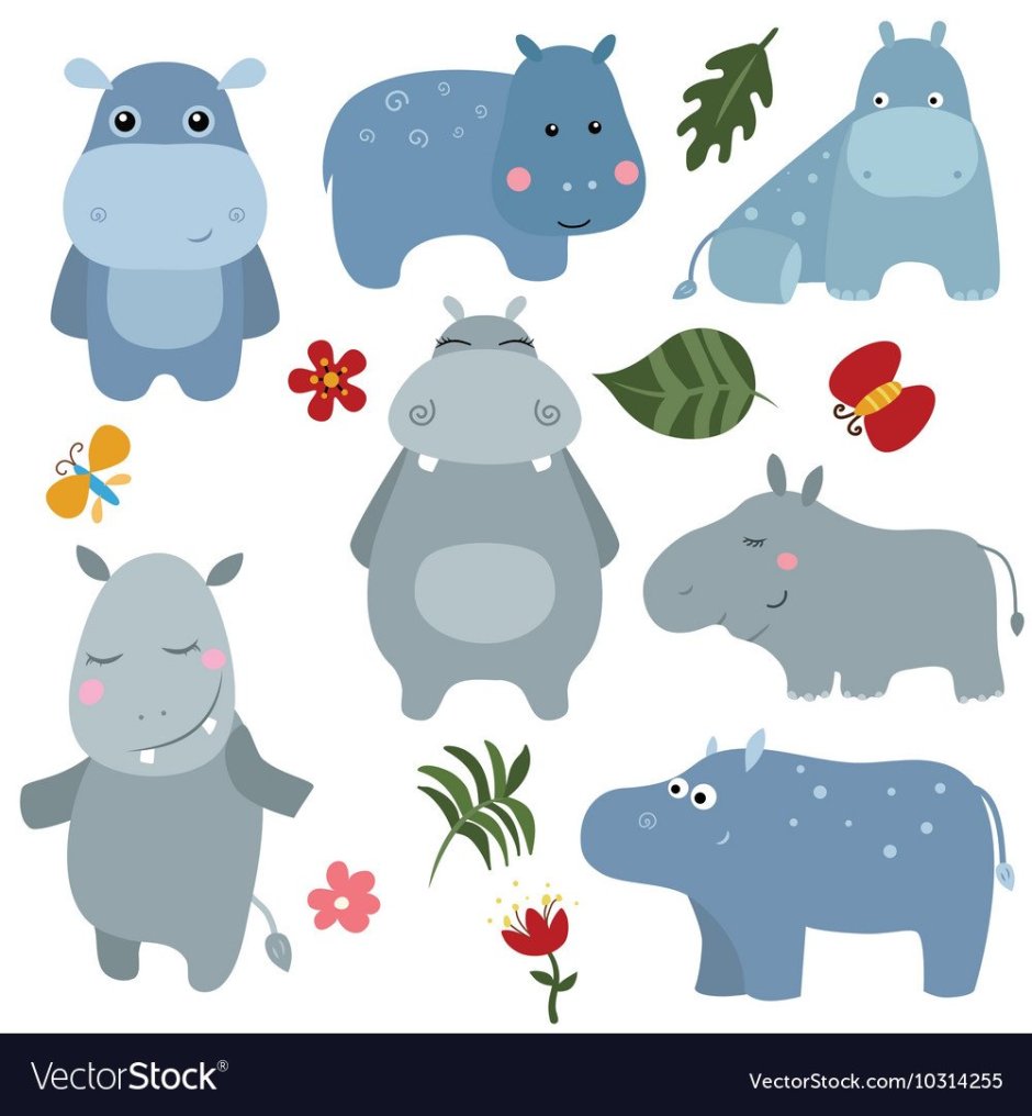 Мультяшные животные Бегемот