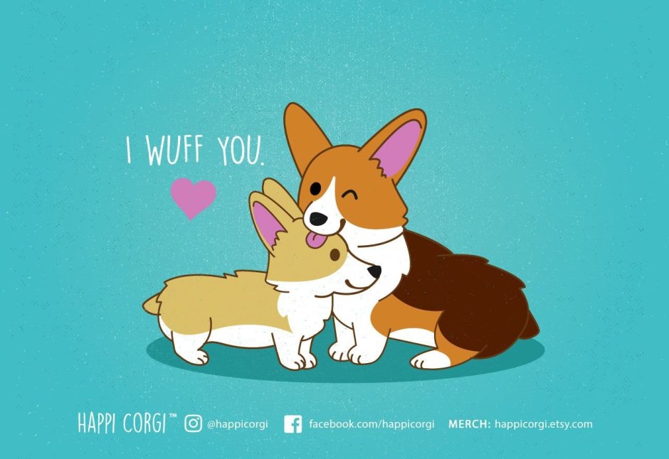 Открытка с корги