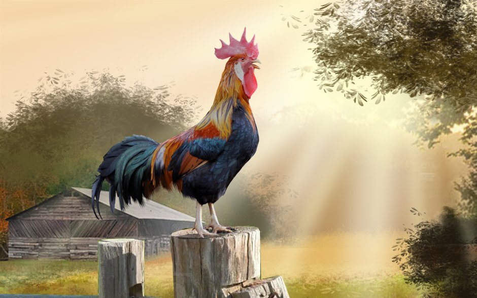 Петушок кукарекает
