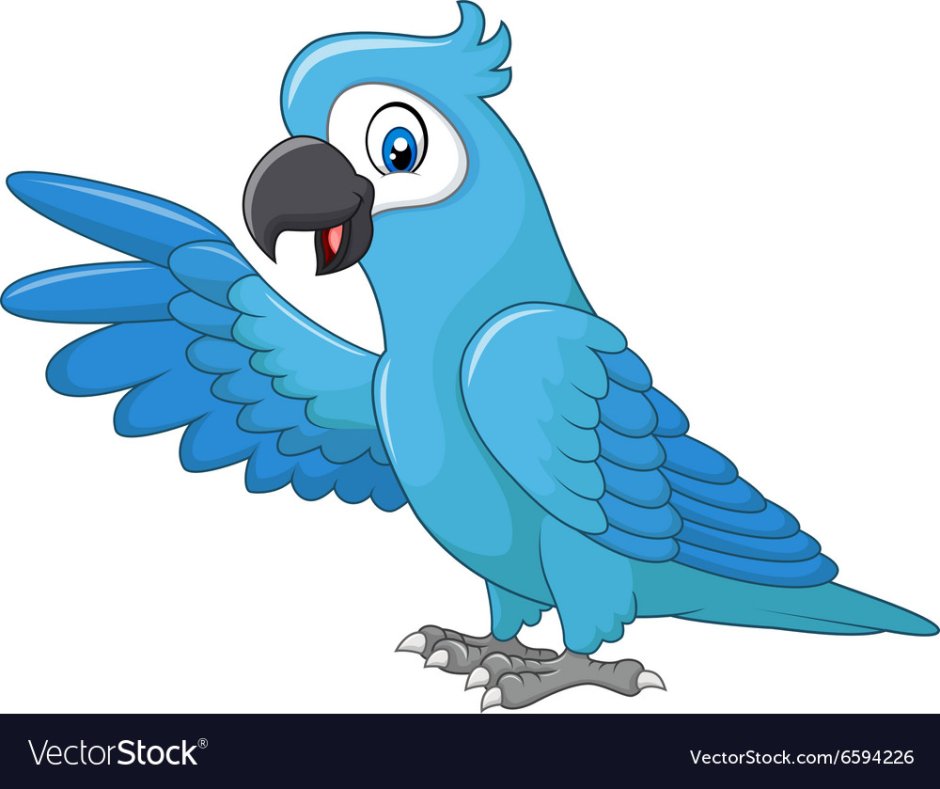 Синий попугай мультяшный