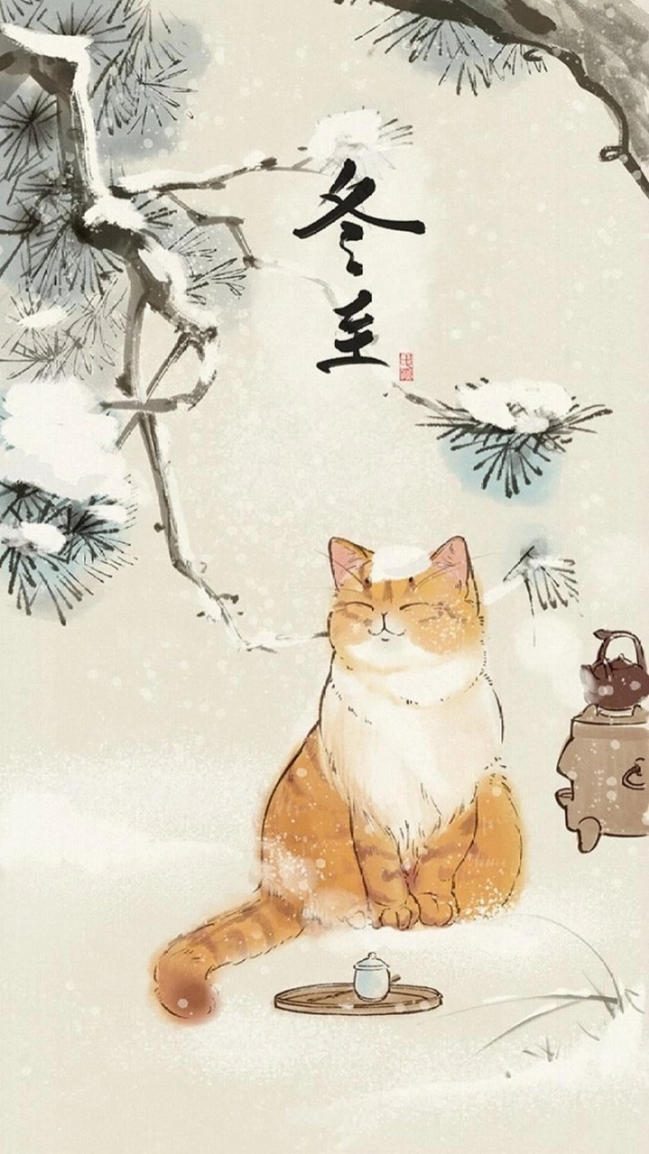 Кот японская живопись