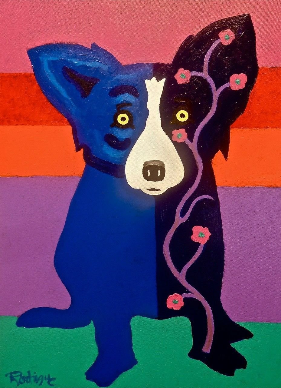 Голубой щенок черный кот