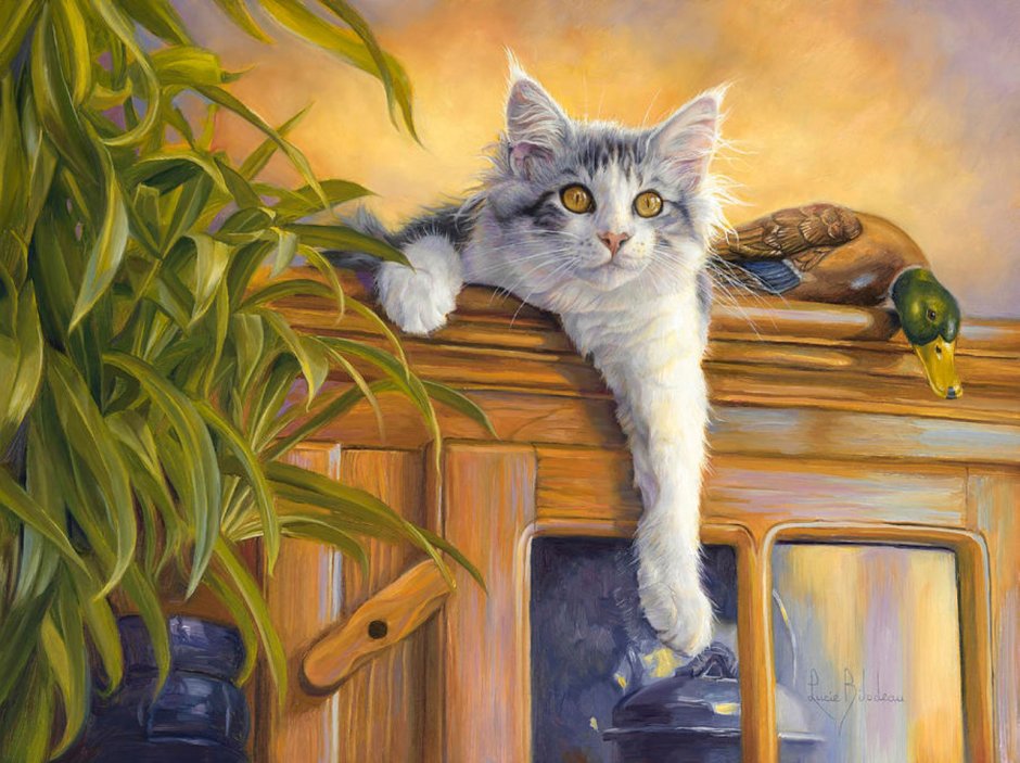 Женщина кошка с кошкой