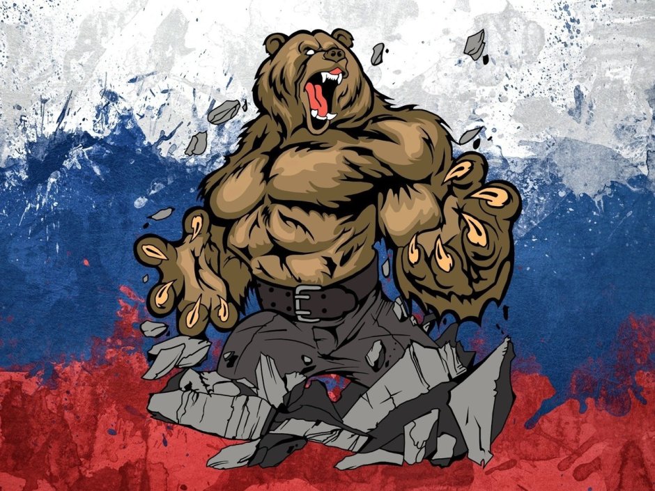 Медведь на фоне флага