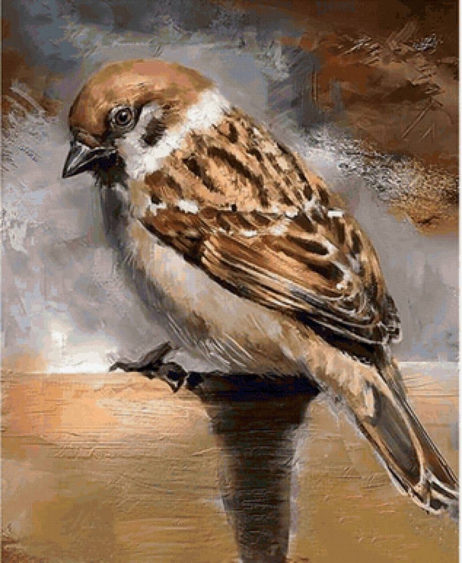 Воробьи живопись