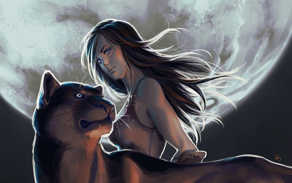 Девушка пантера арт