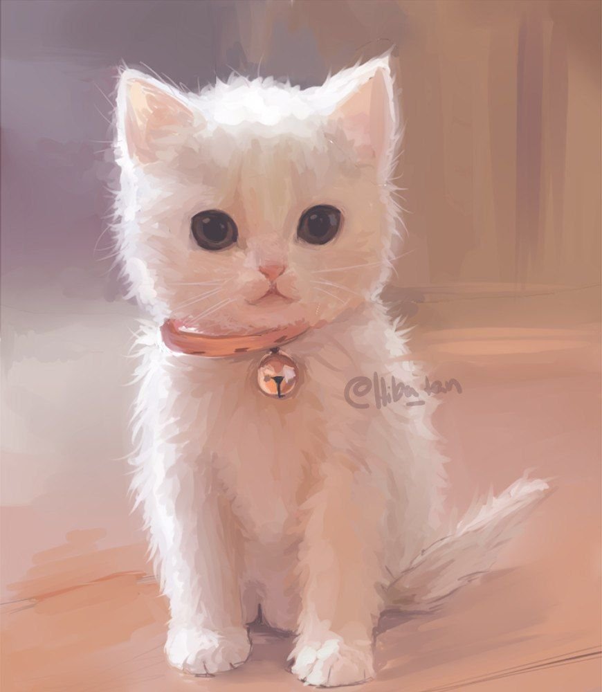 Белый котенок арт