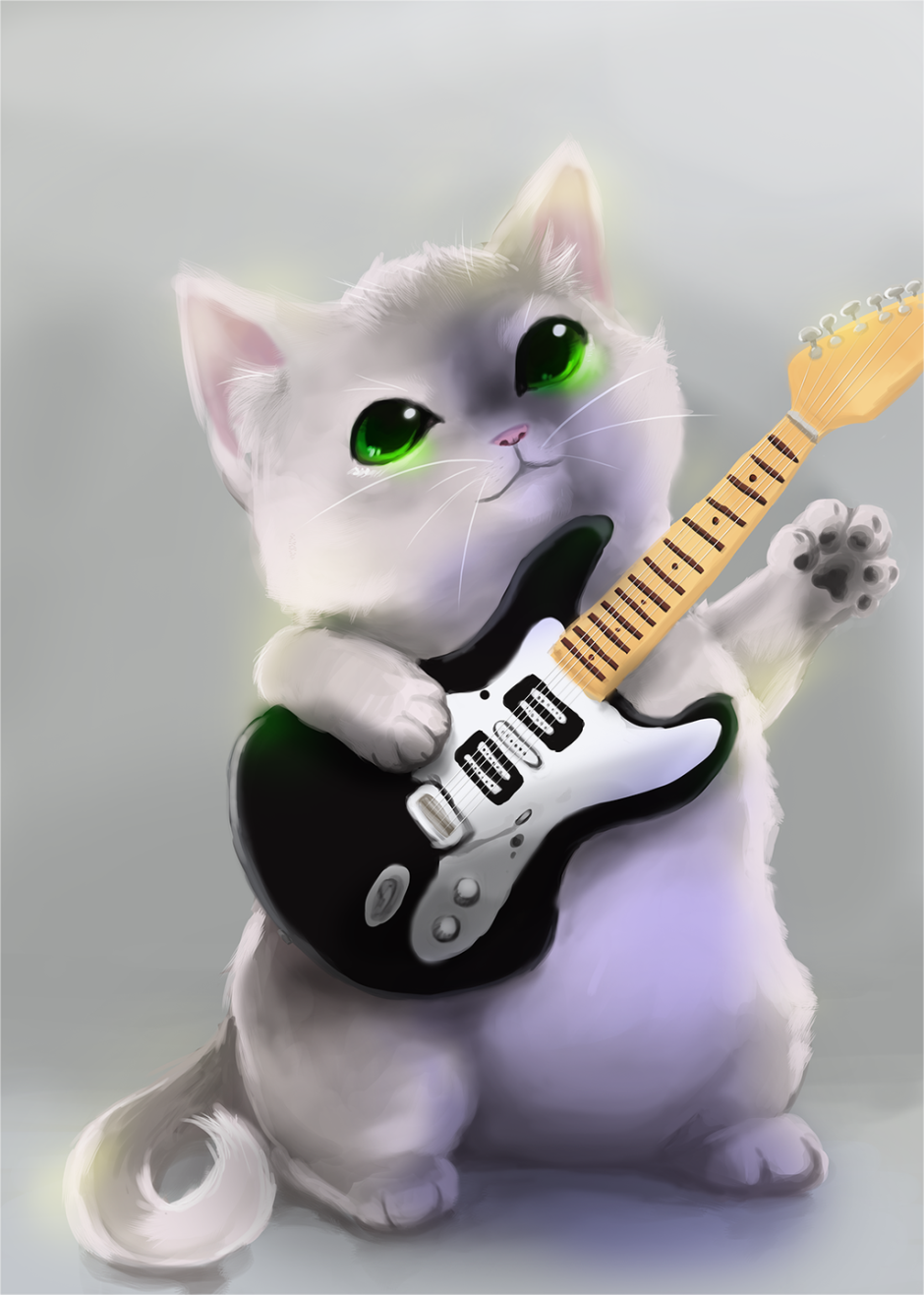 Кот с гитарой рисунок