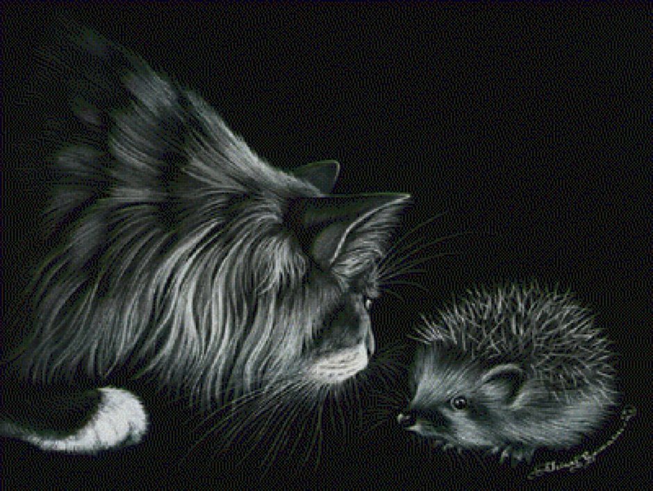 Котенок и ежонок