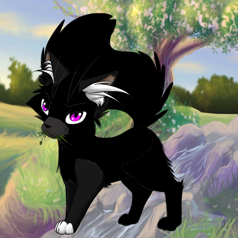 Коты Воители Горелый с фиолетовыми глазами