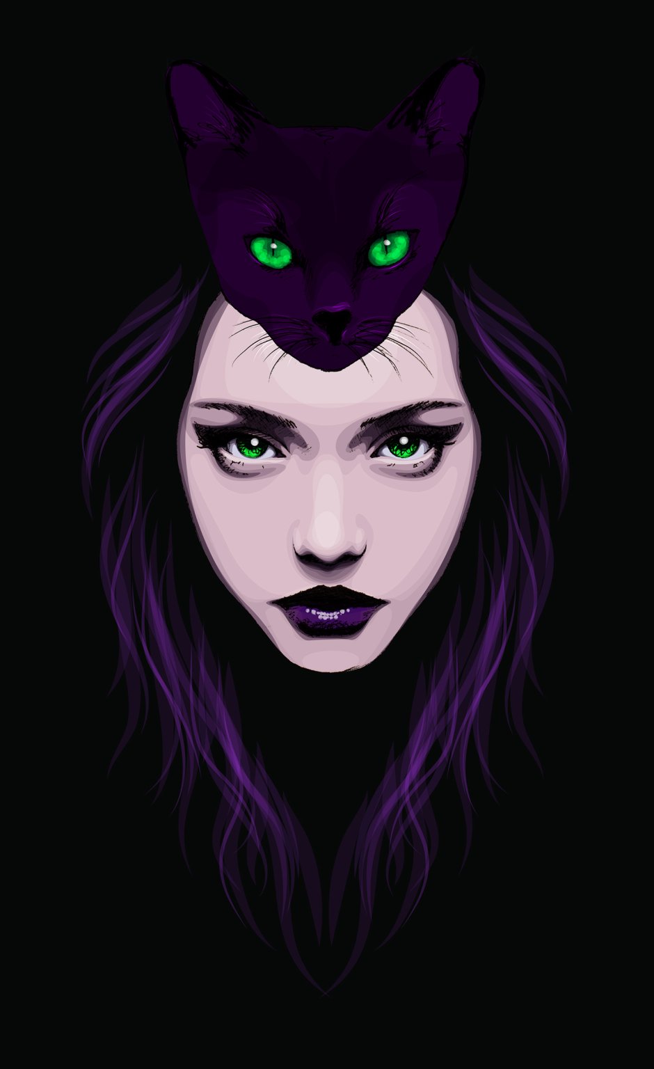 Девушка с кошкой арт