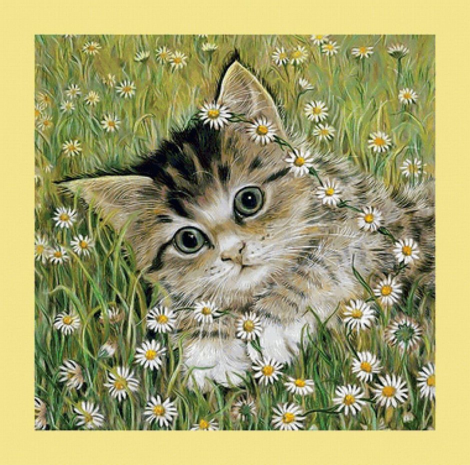 Картина коты и ромашки