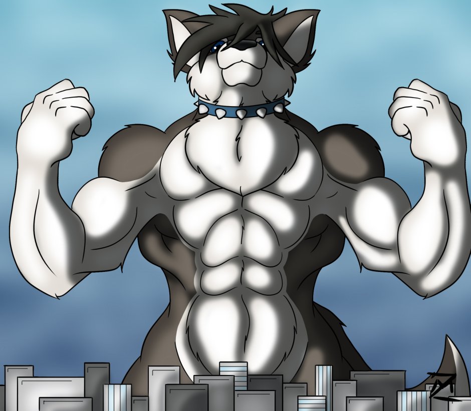 Muscle growth furry собака