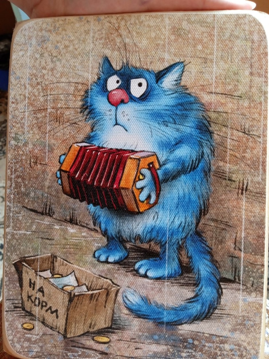 Синий кот карикатура