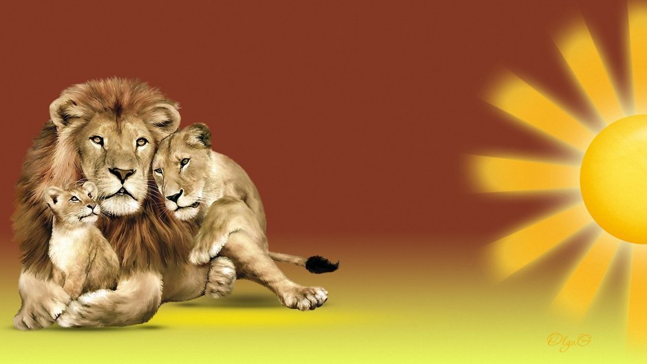 Девушка обнимает Льва