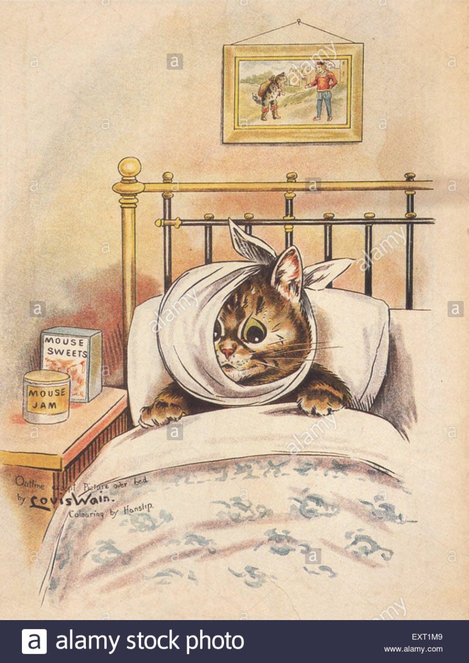 Кот с градусником болеет