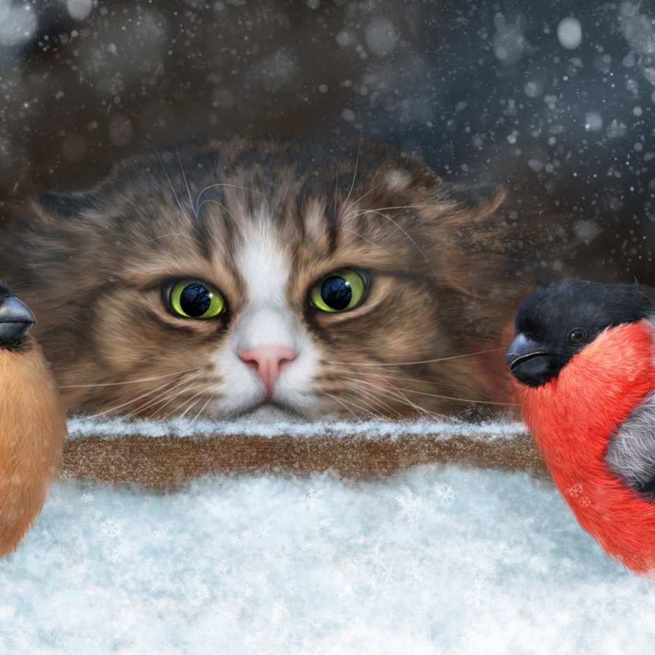 Кот зимой