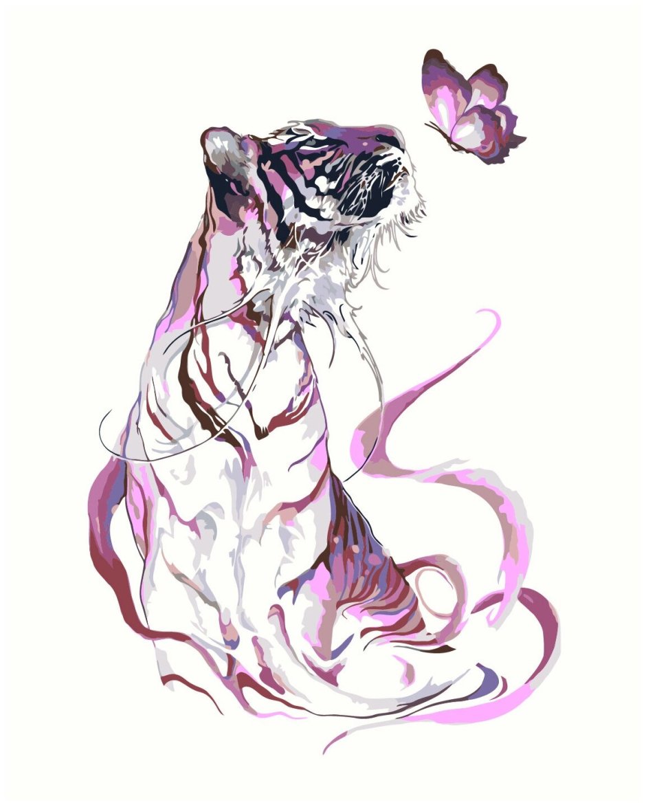 Эскиз тату тигр акварель