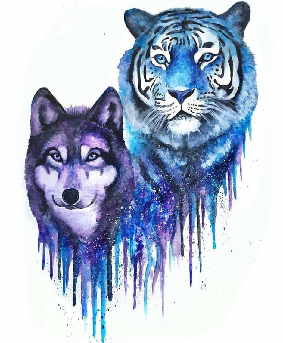 Тату волк и тигр