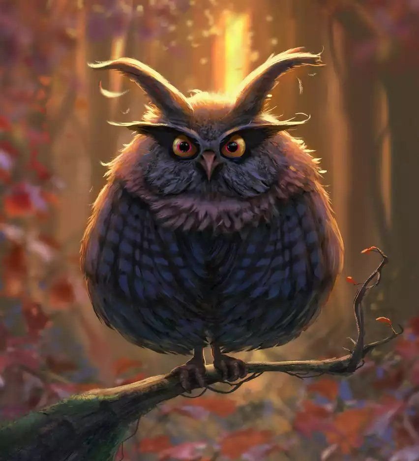 Сова со светящимися глазами