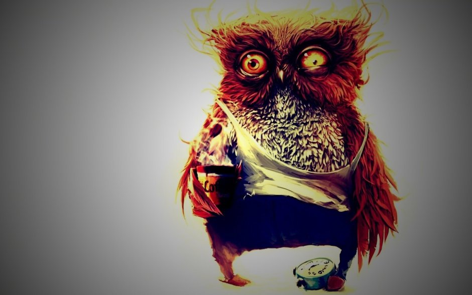 Невыспавшаяся Сова с кофе