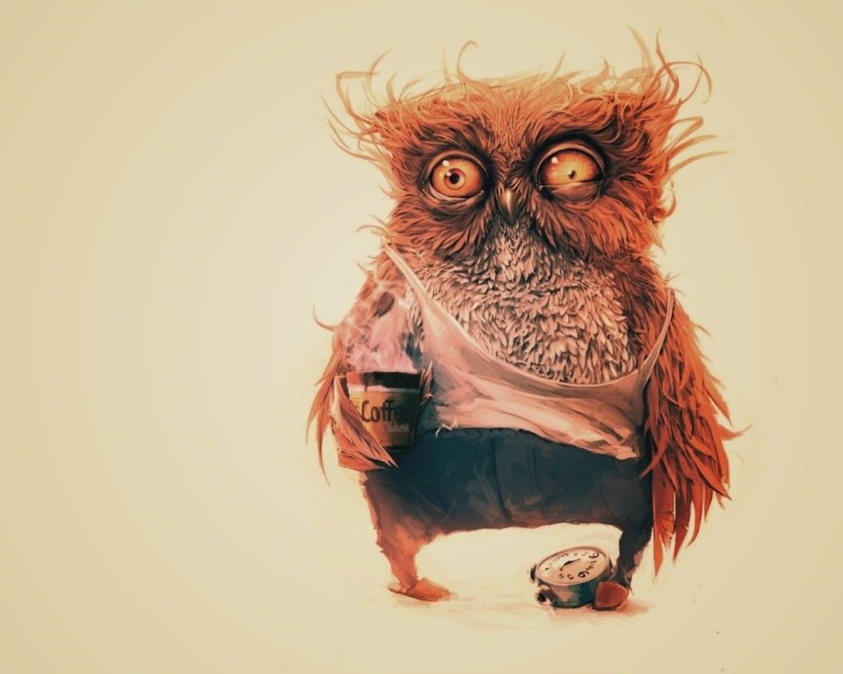 Смешная Сова рисунок