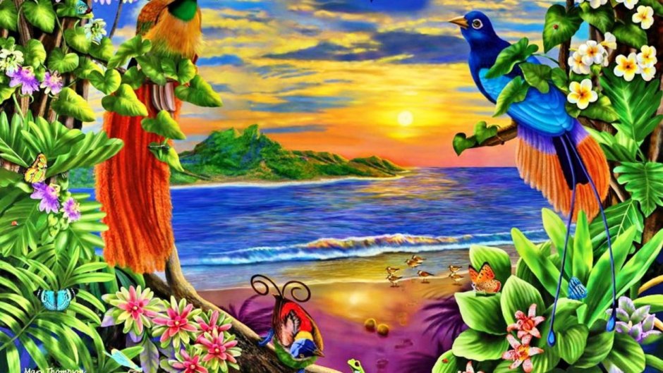 Гауш Павлины у фонтана