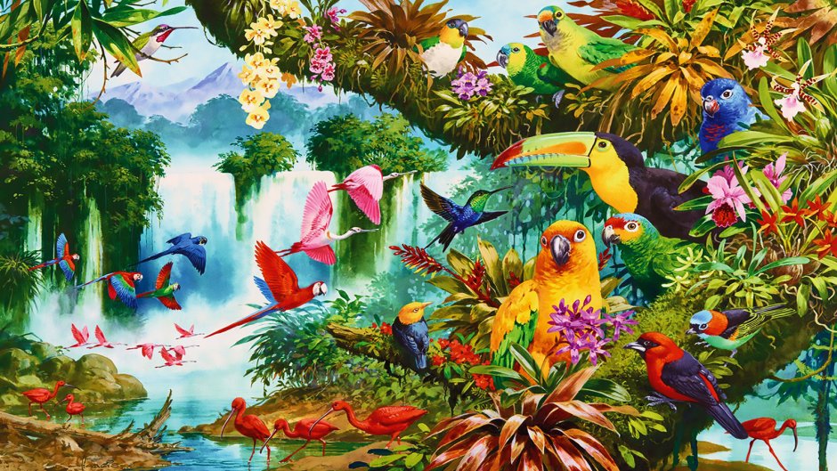 Фреска Райский сад с птичками