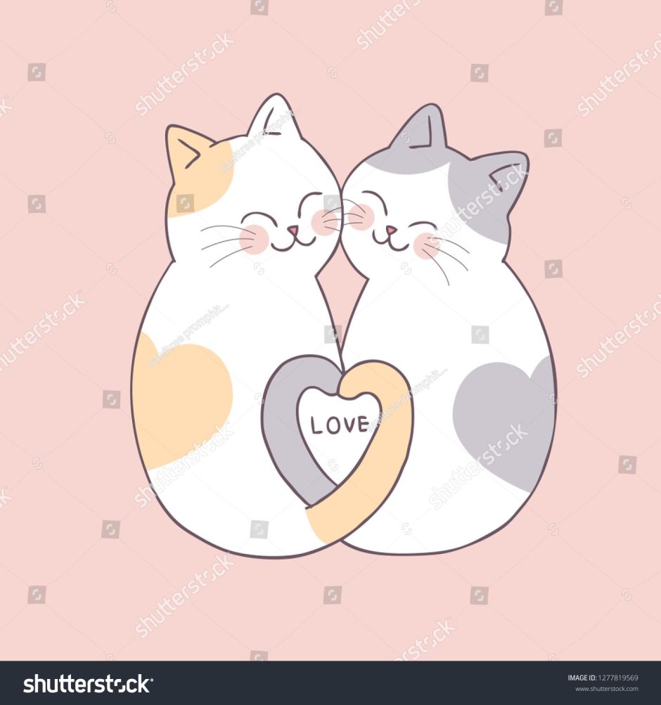 Коты обнимаются рисунок
